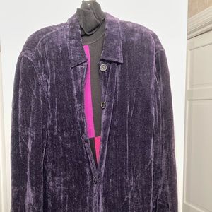 Purple Chenille Blazer & Multi Colored sleeveless turtleneck